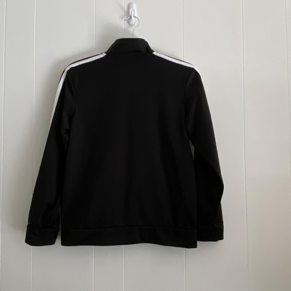 Classic Adidas black with white stripes full zip jacket Youth size L - Picture 2 of 11